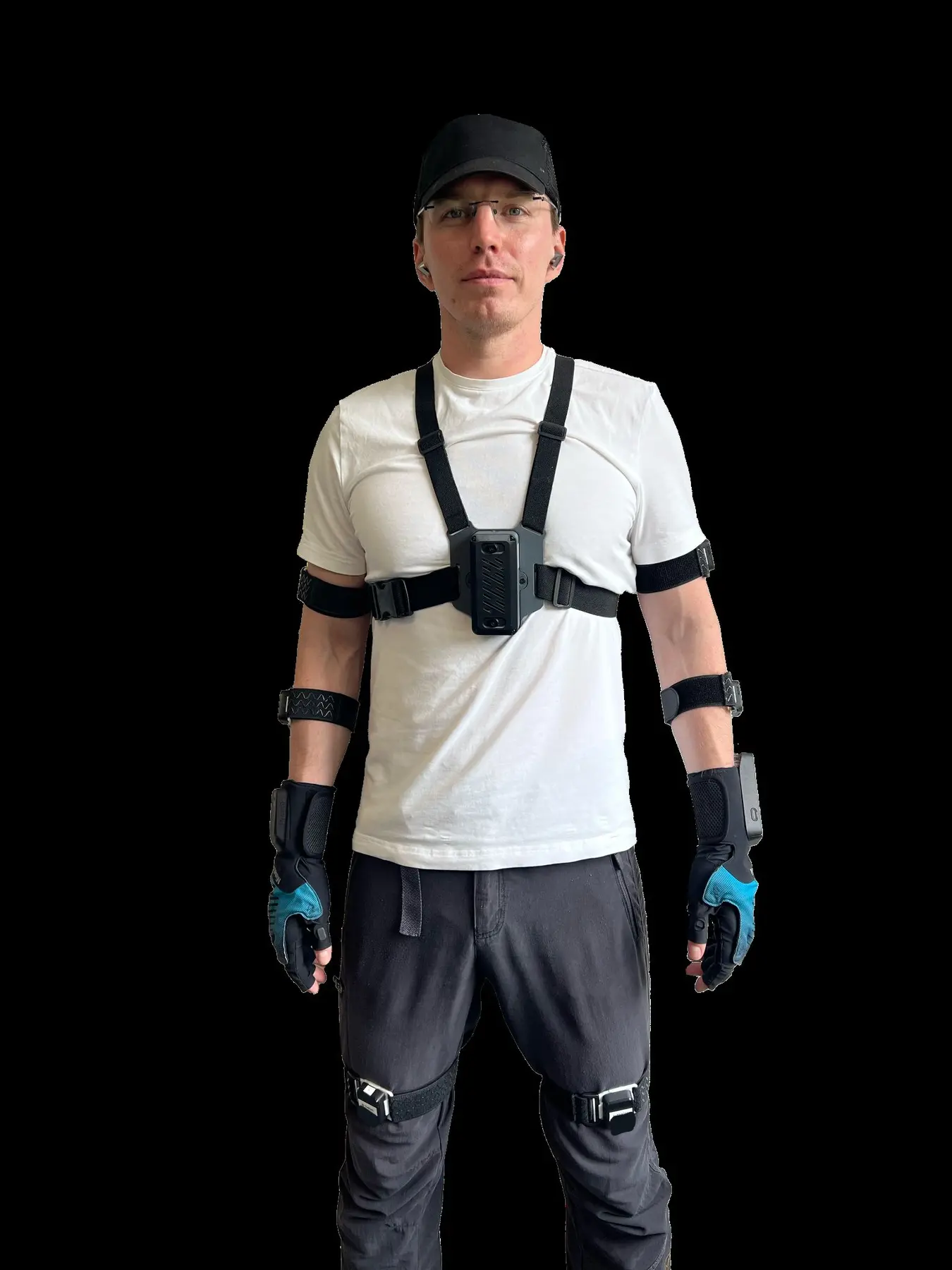 M-One full-body motion suite worn by a person
