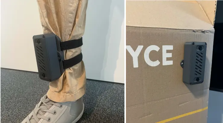 Tracker mounted on a leg and cardboard box